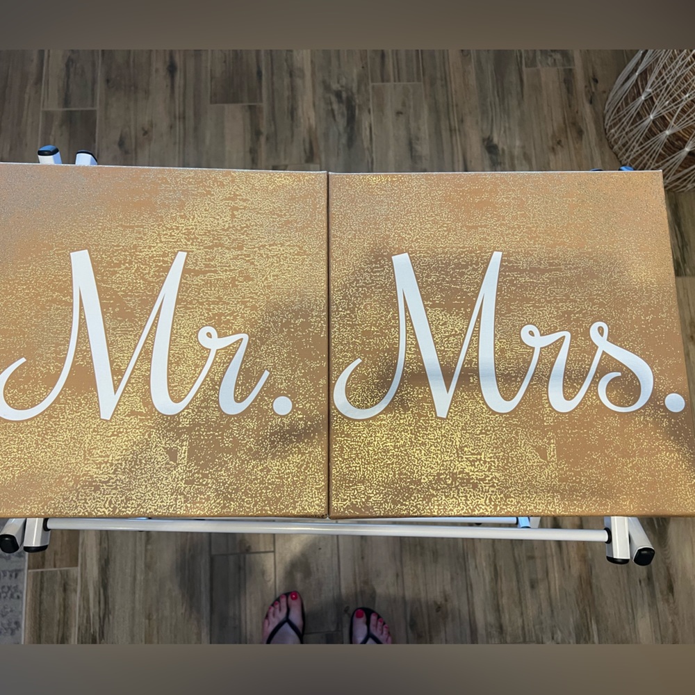 Gold Mr. And Mrs. Canvas decor